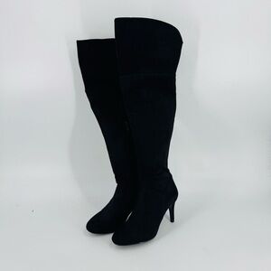 Chinese Laundry Black Knee High Boots Faux Suede Stiletto Heel Size 7